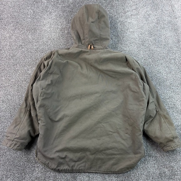 Berne Canvas Chore Jacket Mens L Brown Fleece Lined Hooded Barn Carhartt Style - Picture 6 of 7